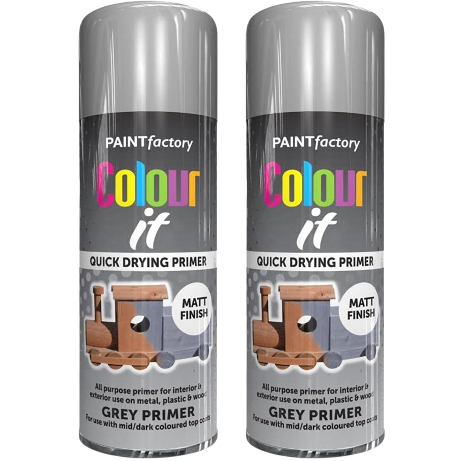 PNJB Grey Primer Spray Paint, Adhesion, Longevity And Durability, Smooth Primer, Flawless And Polished, All-Purpose Paint For Metal, Wood, & Plastic,250ml, (2PCS)