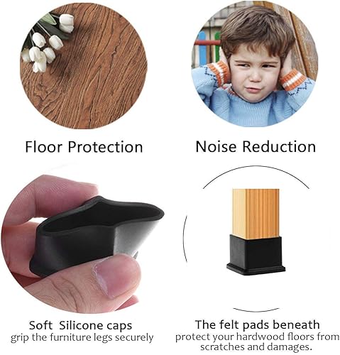 Miniatura 3 de 1 pulgada x 1 pulgada pies cuadrados de goma para muebles, mesa, silla, patas de pies, protectores de suelo para patas de silla, protector de piso