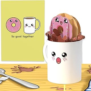 Funny Valentines Day Card For Him | Pop Up Cards Of Cute Donut Inside 3D Coffee Cup Valentine Day Cards | Anniversary Cards For Husband From Wife | Naughty Birthday Card For Boyfriend, Bf, Men