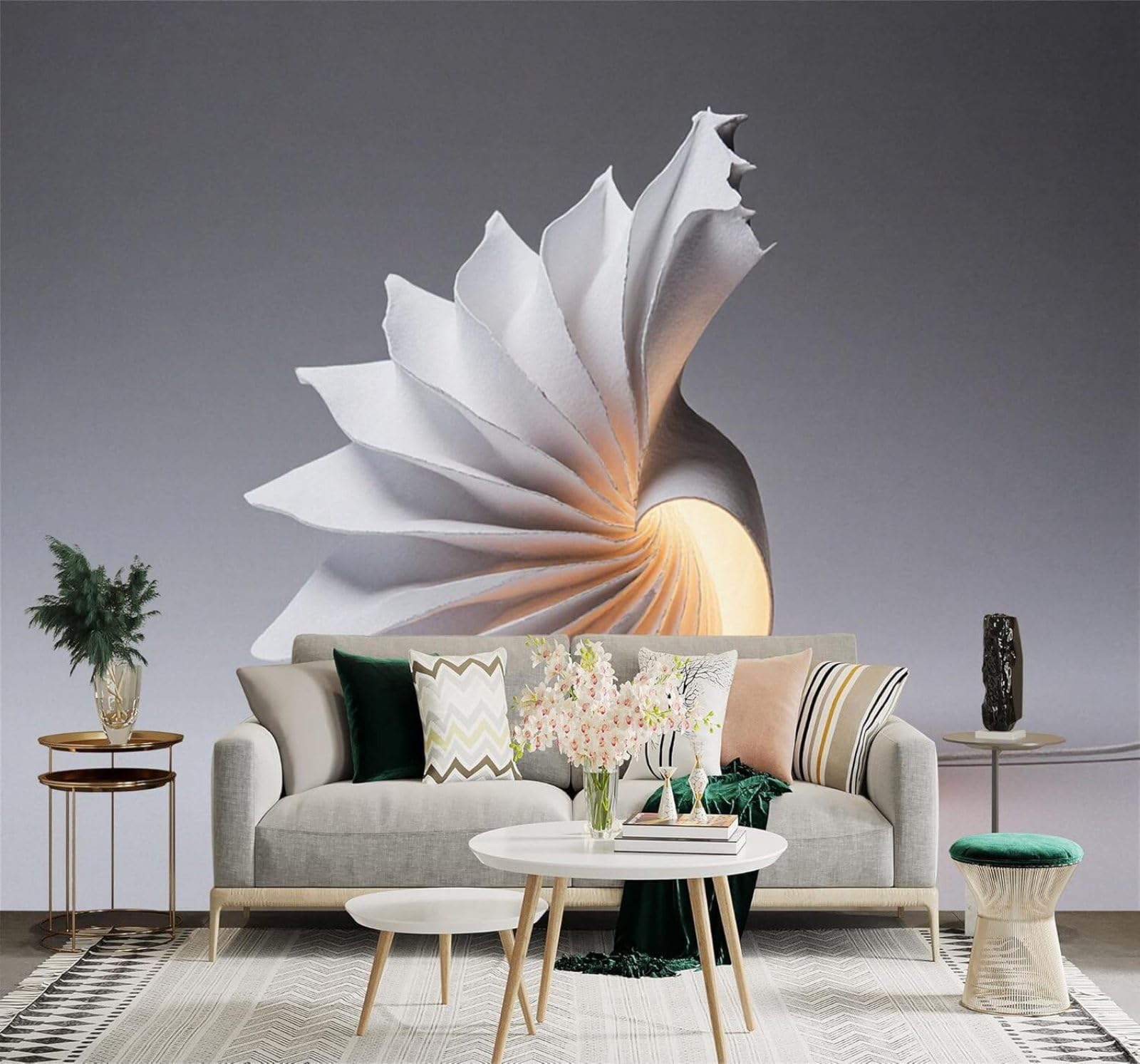 Tzxztt Abstract Spiral Paper Lantern Art Warm Light Minimalist Modern 3D Wallpaper Premium Textured Silk Neutral Tones Material Ideal for Living Room Bedroom-250cm×170cm