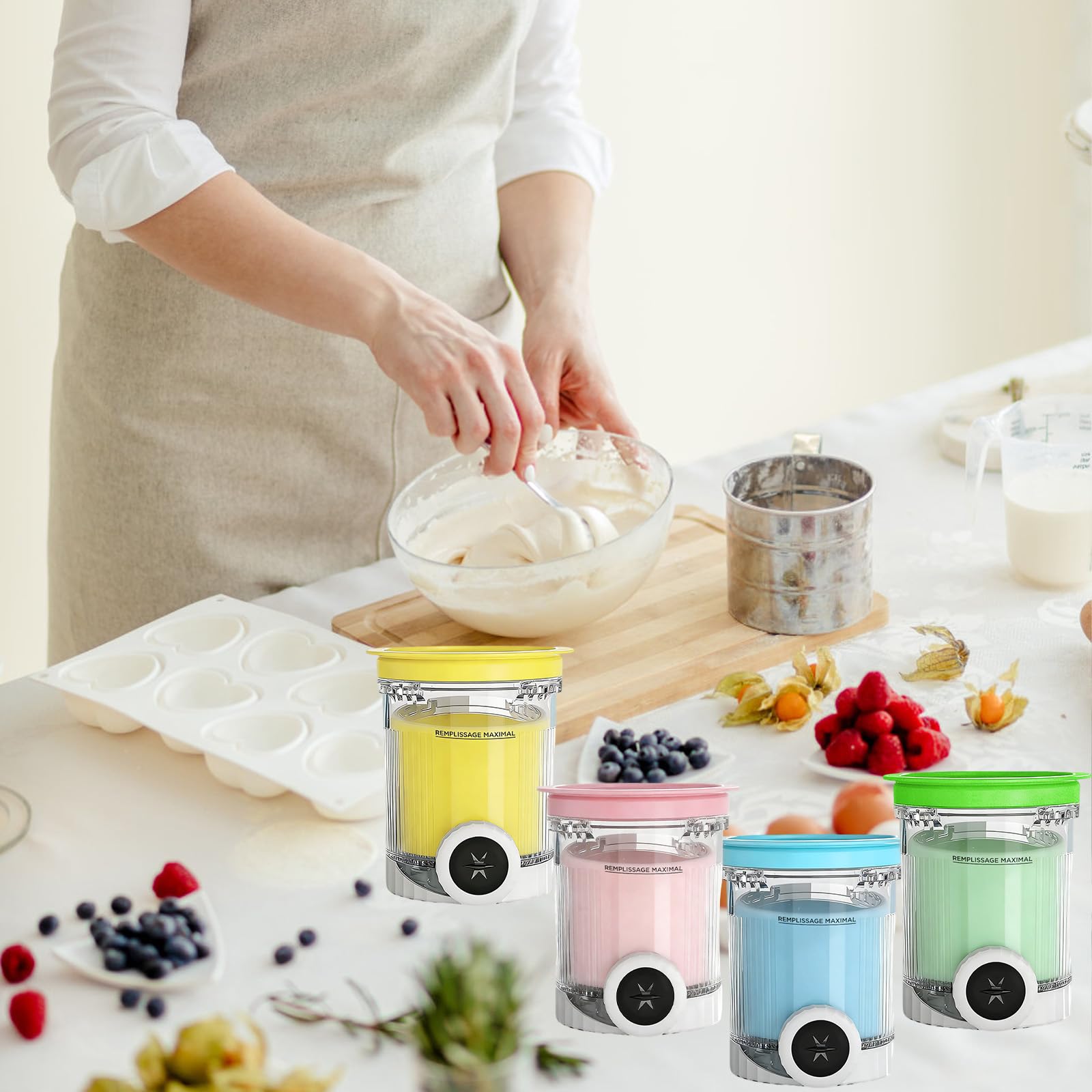 DAZZTIME Bacs à Crème Glacée,4 Pièces Récipient Creami pour la Machine à Glace Ninja Creami,Accessoires pour Récipients à Crème Glacée pour la série NC700/NC701,Sans BPA