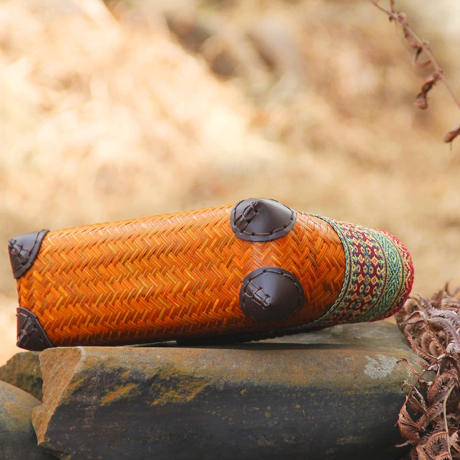 Straw Bag, Beach Bag for Women, Handmade Rattan Handbag, Boho Retro Woven Tote Bag Round Bamboo Handle, Summer Bag for Beach Vacation Daily - Image 2