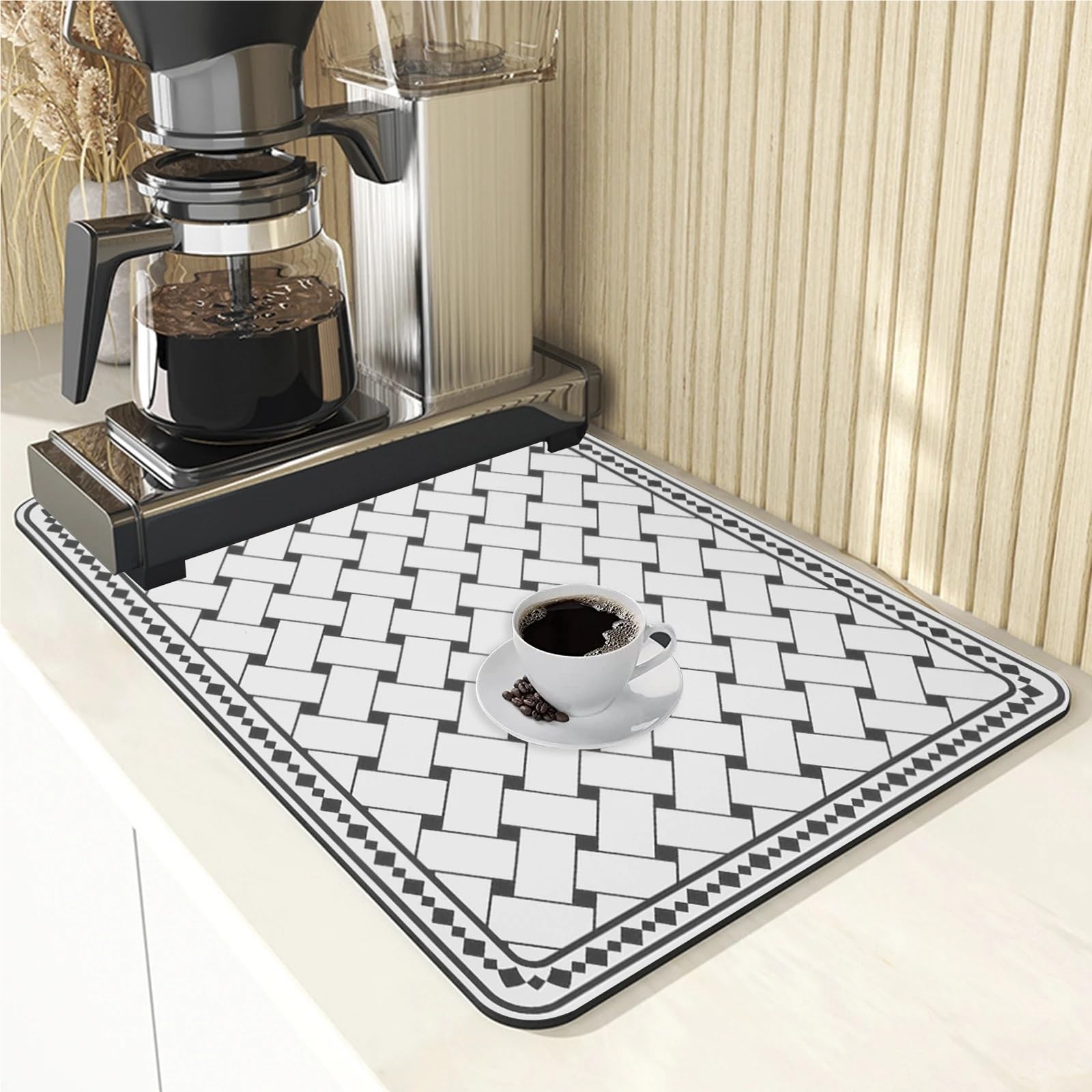 Alfombrilla para Café Bar Tapete for máquina de café, Mantel Individual de Secado rápido, tapete for café de 3 Capas, tapete de Secado de Platos Absorbente rápido, Utensilios de Cocina, 2 uds.