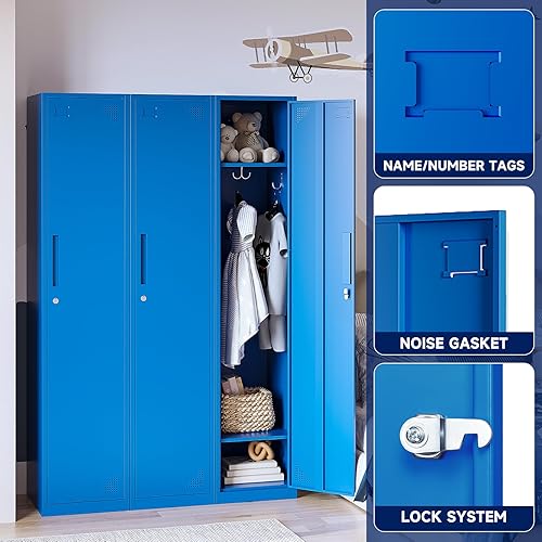 Miniatura 5 de Yizosh Armario de metal con 1 puerta, armarios altos de acero para empleados, armarios de almacenamiento de casilleros de 71 pulgadas para escuela,