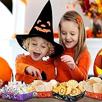 Vista 5 de Hoolerry Bandejas de papel de Halloween para alimentos, bandejas desechables para nachos, botes de papel, bandejas de servir para perros calientes