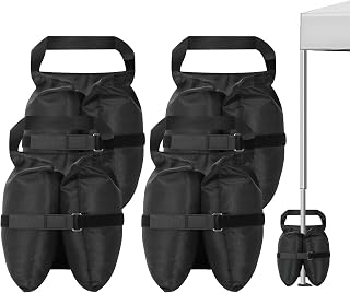 Sturdy Heavy Duty Sand Bags Canopy Weights(120lbs) Set of 4, 420D Oxford Pop Up Tent Sand Bags Beach Umbrella Canopy Legs Gazebo Sun Shelter (Black)