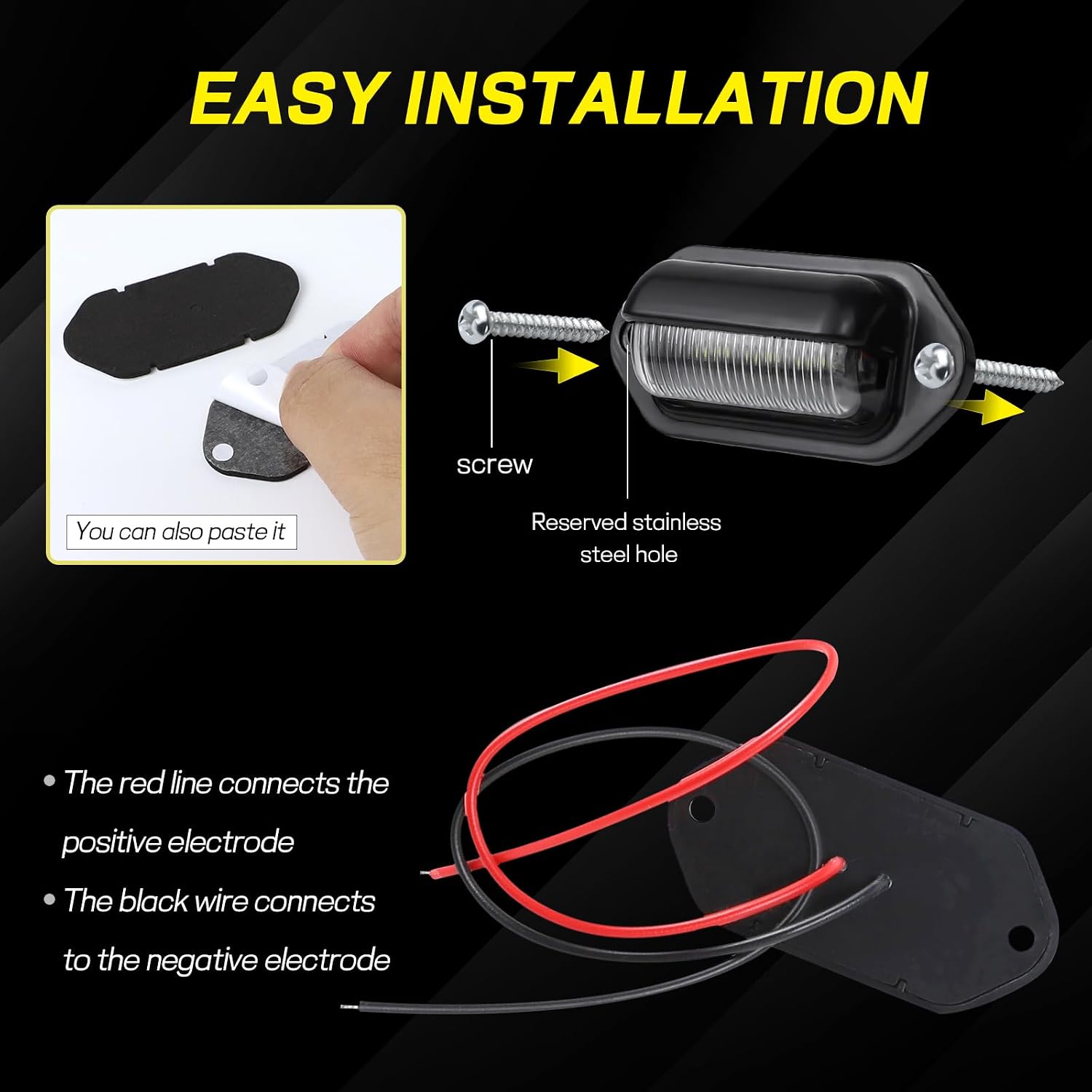 2PCS LED License Plate Light, Waterproof 12V-24V 6-SMD License Plate Tag Lamp Tail Light, Replacement for Car SUV Truck Van RV Trailer as Step Courtesy Light, Dome/Cargo Lights