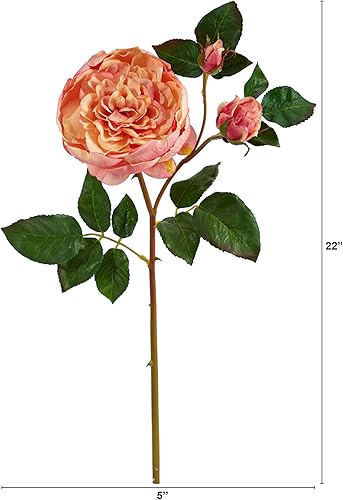 Miniatura 5 de Nearly Natural 22 pulgadas. Flor artificial de rosa (juego de 6)