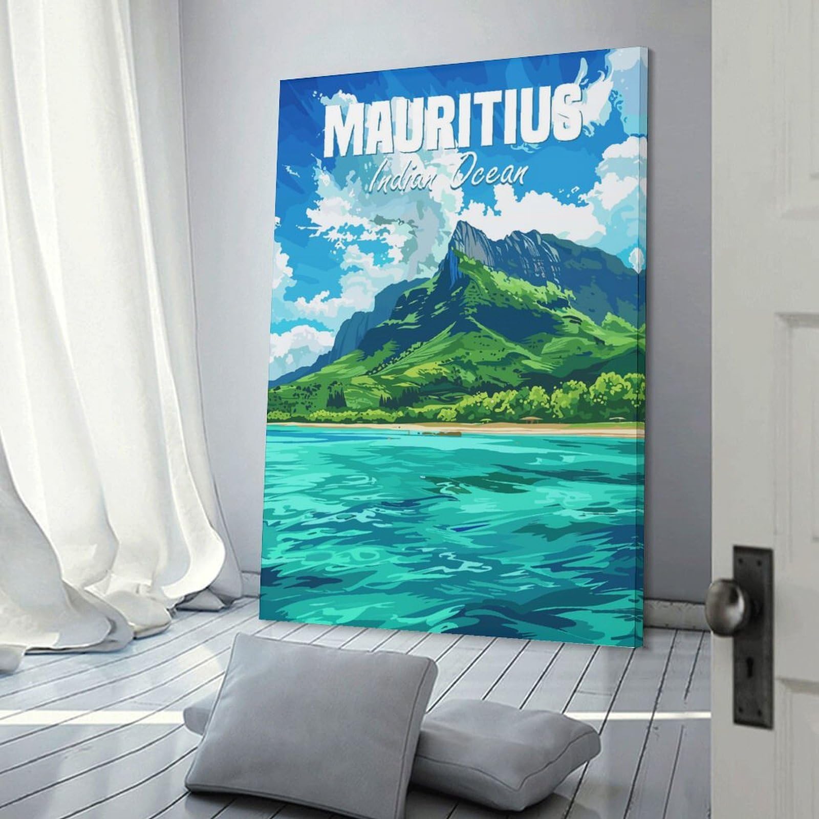 Junmoney Mauritius Wall Art Print, 24x36inch(60x90cm), for Lounge Decor, Bedroom Walls Or Flats, Decorative Artwork for Empty Walls