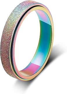 LuckyAmor Anxiety Ring for Women Spinner Ring: Fidget Ring Anxiety Relief Items Spinner Rings for Anxiety Fidget Rings for Anxiety for Women Anti Anxiety Fidget Ring Gift for Teen Girls Boys Size 6-10 (8, Rainbow)