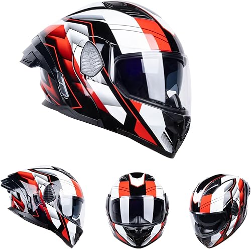 Miniatura 7 de Full Face Modular Motorcycle Helmets Dual Visor Flip up DOT Approved Racing Street Bike Motocross Helmet for Adults