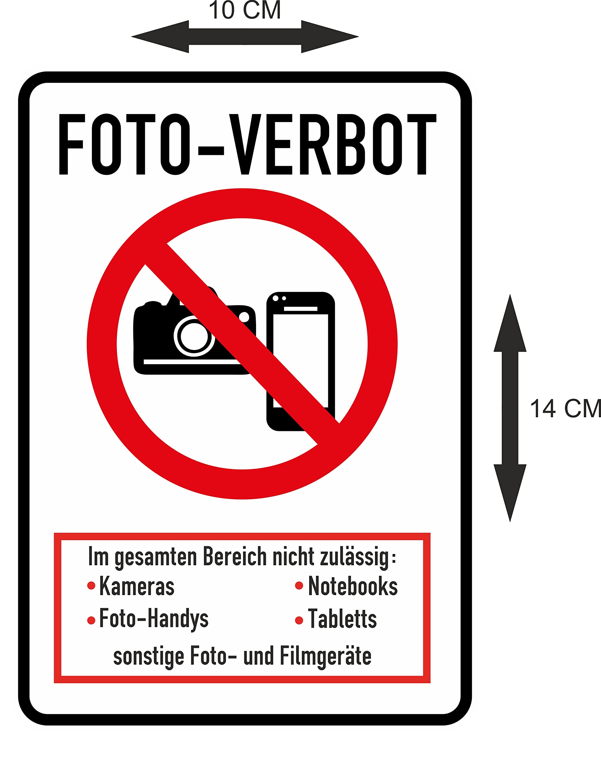 Daged 3 x Photo Prohibition International Languages Sticker 10 x 14 cm Picture Shooting Cameras Note Sign Safety Sign Sticker T-065 - Image 3