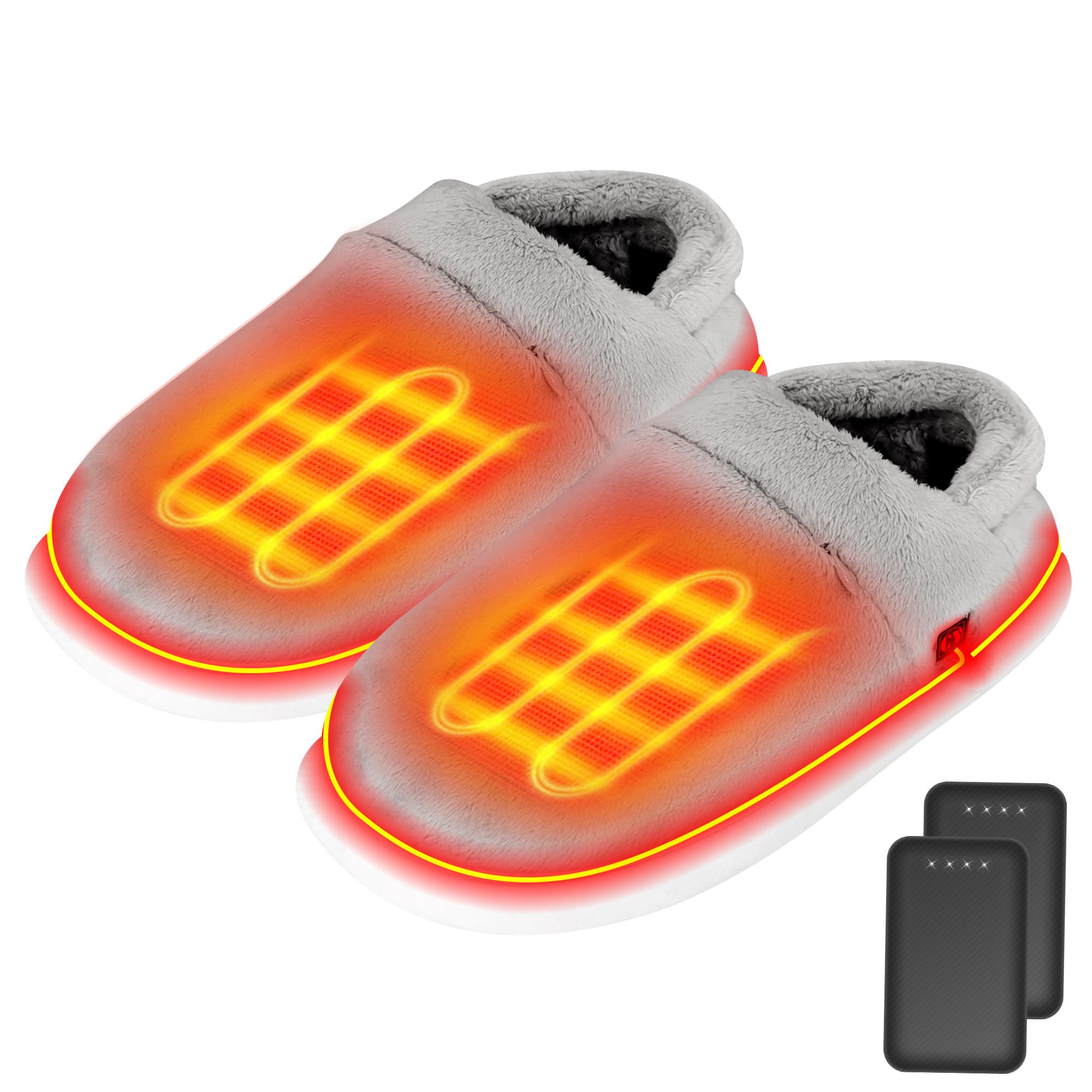 Zapatillas Calefactables Hombre y Mujer – Pantuflas Calefactables Eléctricas con 2 Baterías 4000mAh y Tecnología de Calentamiento Mejorada para Casa y Oficina