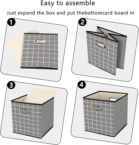 Vista 156 de Cubos de almacenamiento plegables negros, caja de almacenamiento de tela, cestas organizadoras con asas dobles para organizador del hogar