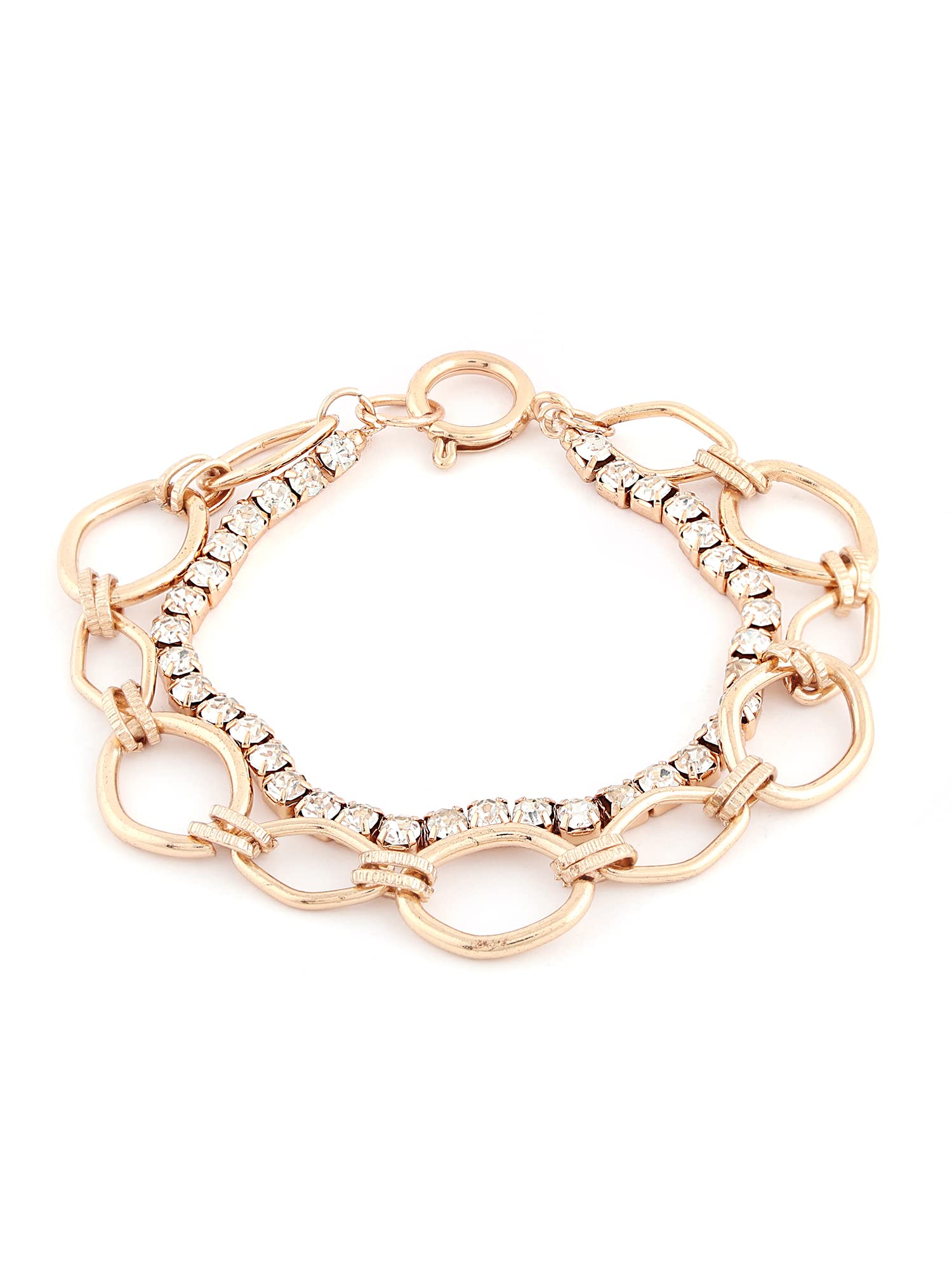 ZAVERI PEARLS Gold Tone Dazzling Diamonds Strand & Link Chain Bracelet For Women-ZPFK14052 (B0B2MPT9ZR) Amazon Price History, Amazon Price Tracker