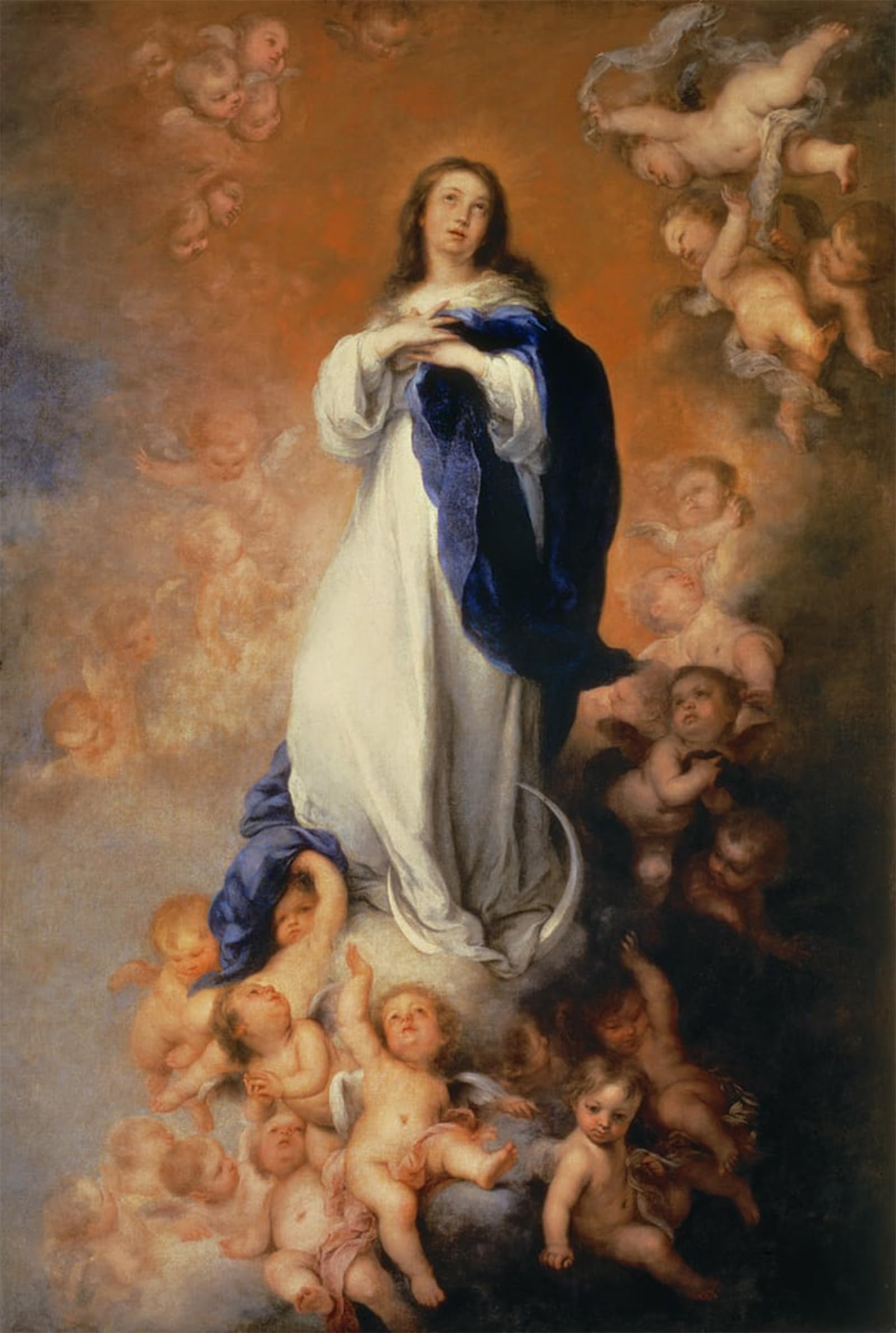 SERENDIPITP Vintage Wall Art Canvas Nordic Poster Canvas Print Picture the Immaculate Conception of Los Venerables by Bartolomé Esteban Murillo Wall Art Poster for Home Decor 60x90cm