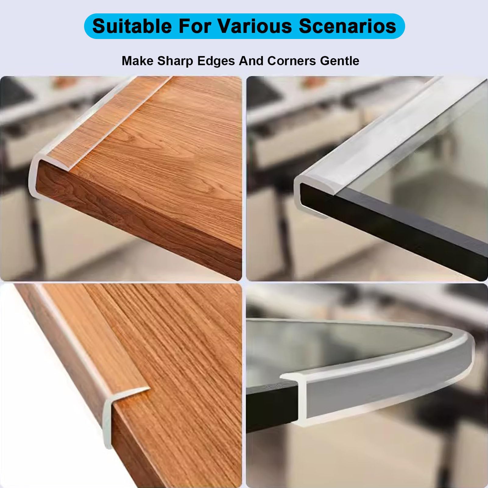 Fundas Decorativas para Muebles, Protectores de Esquinas for bebés, Protectores Adhesivos Suaves y Transparentes for la Seguridad los Muebles, 1-4m(8,4m)