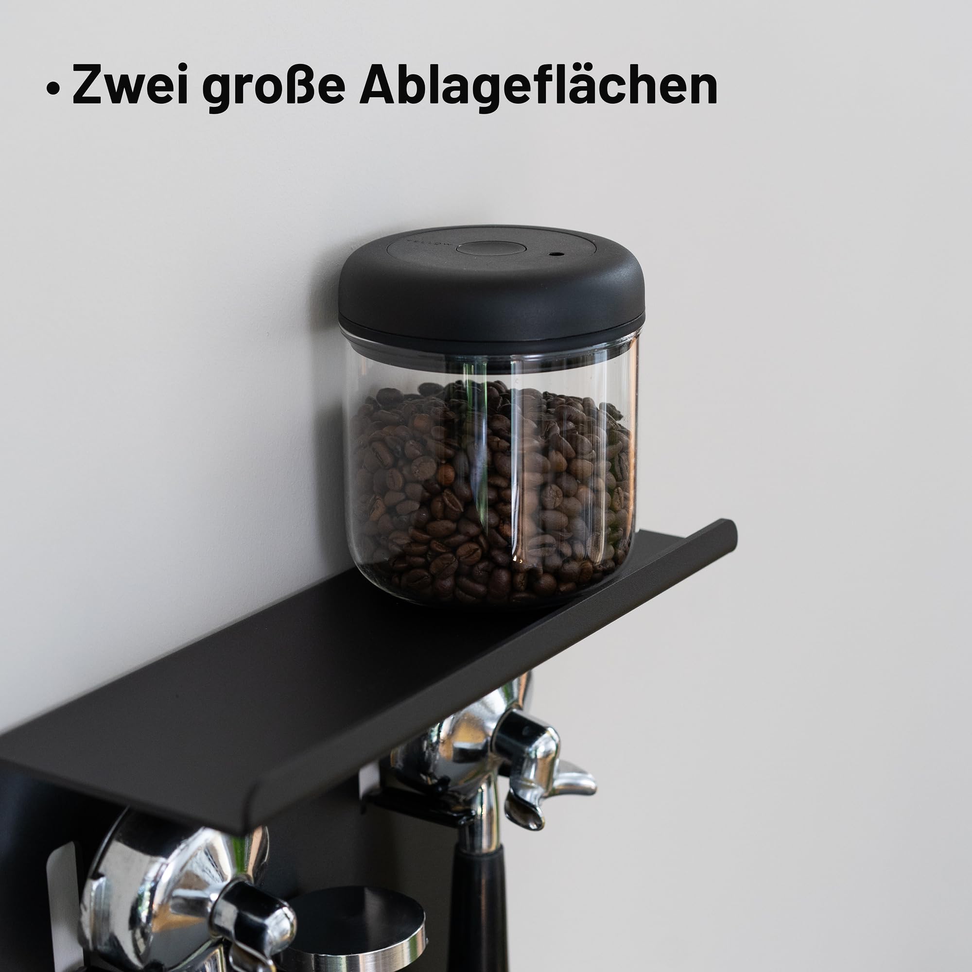 FLATE Barista Regal für Siebträger, Tamper und Barista Zubehör in schwarz (Wandhalterung für Kaffeezubehör)