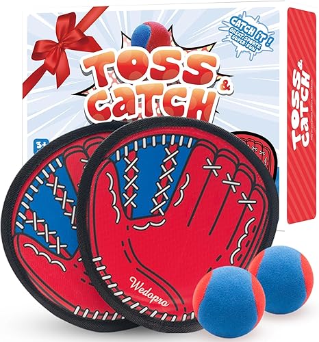 Miniatura 9 de Juego de pelota para tirar y atrapar, guantes de béisbol para niños pequeños y juguetes de pelota para atrapar, juegos al aire libre para niños