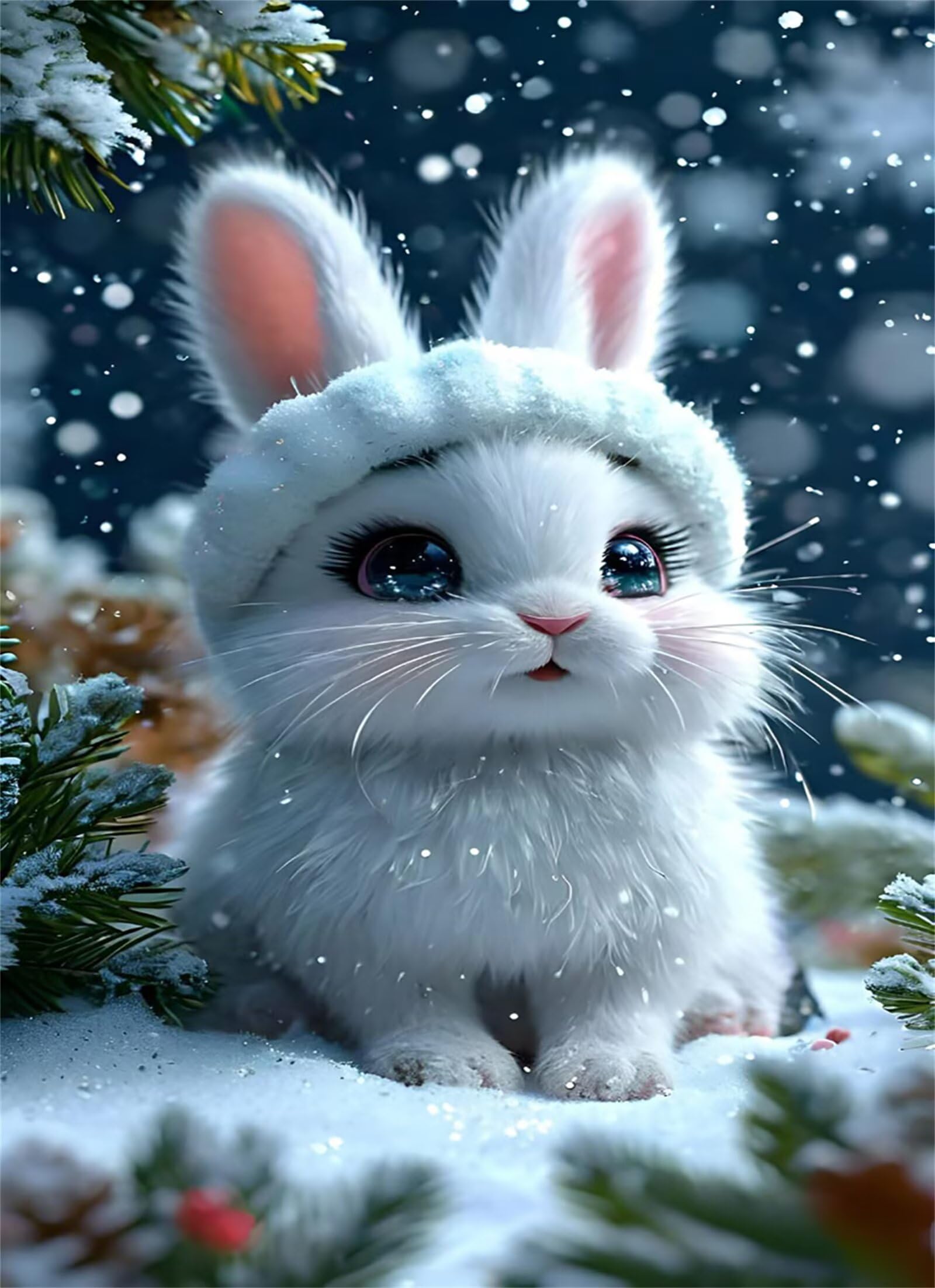 2000 Teile Puzzle Für Erwachsene,Winterhase DIY-Puzzle,Kreative Unterhaltung, Spaß, Klassisches Puzzles Familienspiele