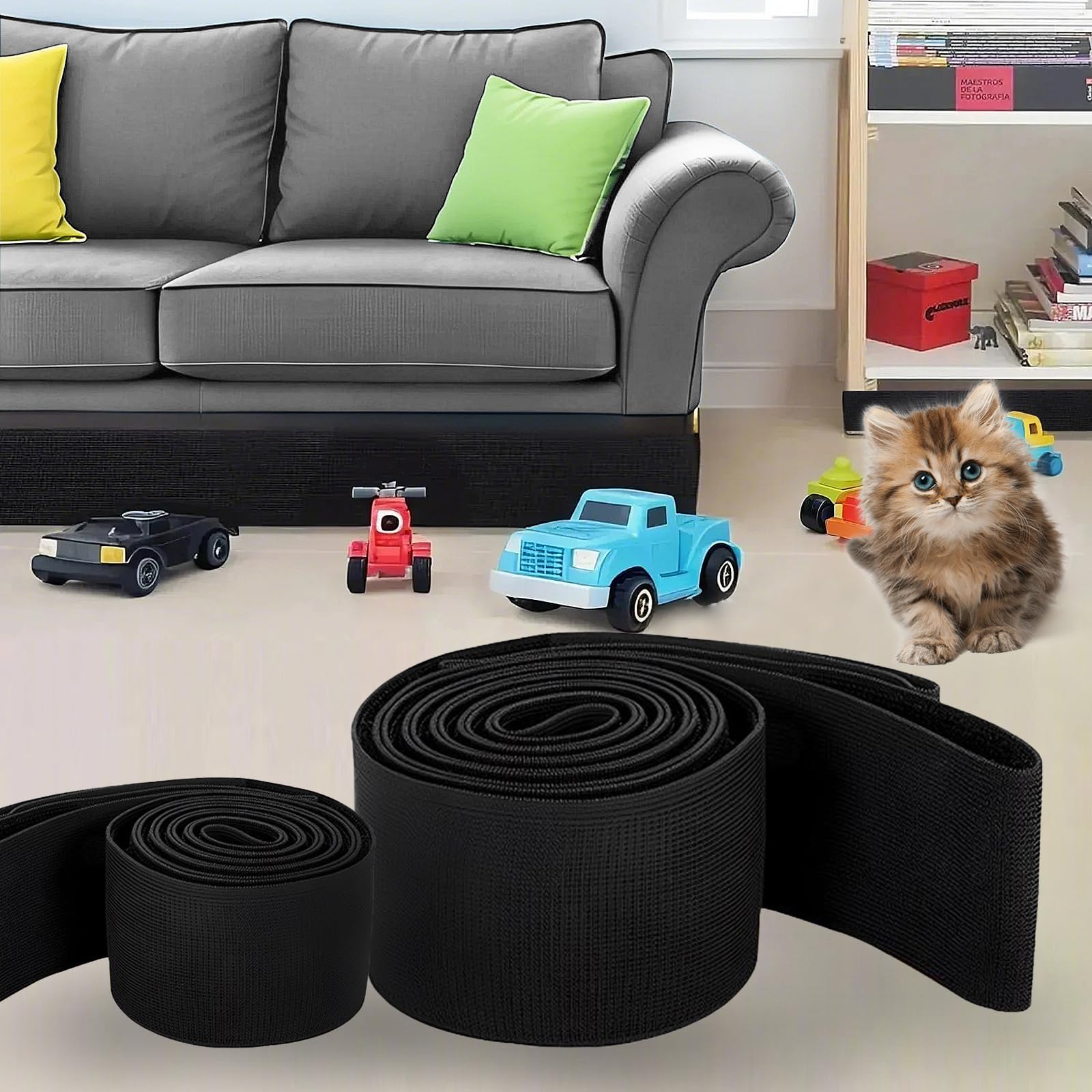 shyxpw under couch blocker adjustable elastic strap barrier to prevent toys and items from going under furniture under bed blocker gap bumper for pets couch short 3  132