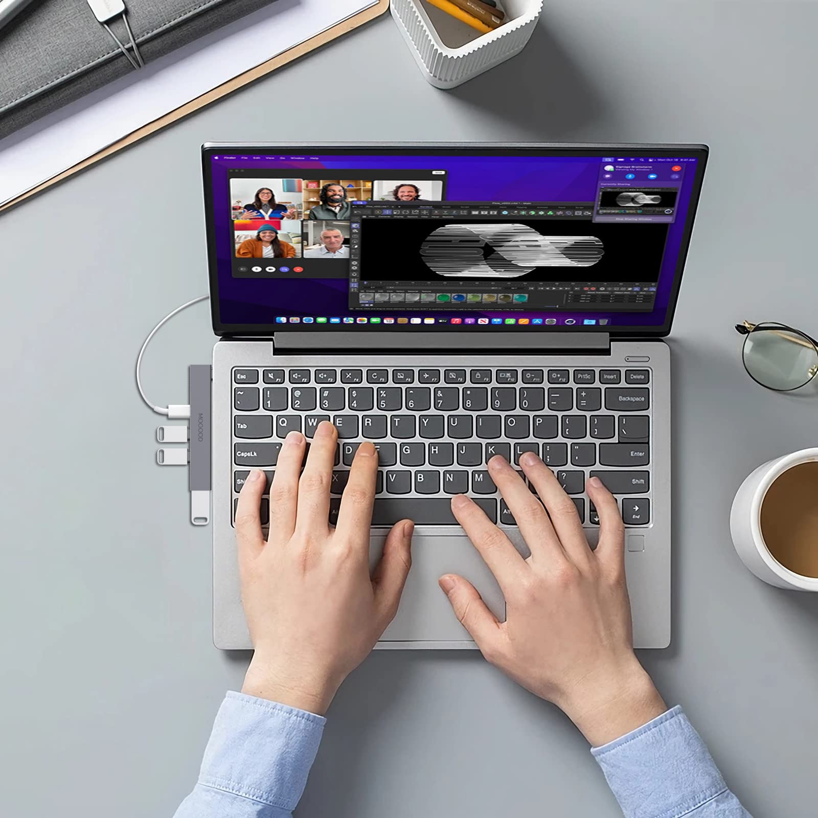 Amazon | MOGOOD USB Cハブ 4-in-1 USB ハブ Type C サポート60W急速 