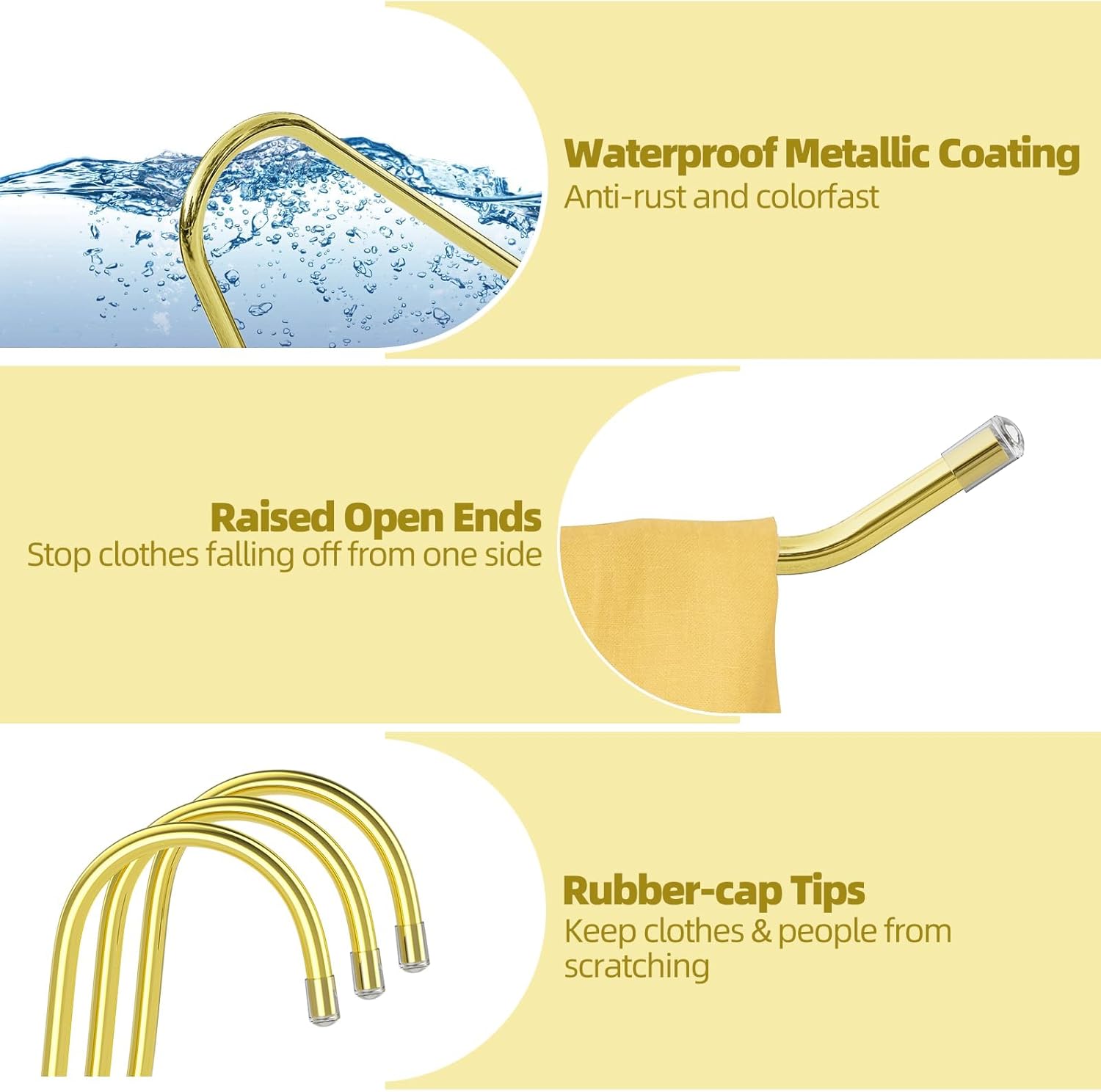 SPECILITE 30 Pack Open Ended Metal Gold Pants Hangers for Jeans, Slacks, Leggings, Towel, Scarf, Heavy Duty & Space-Saving