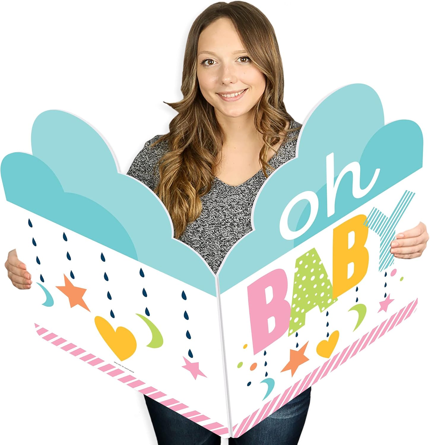 Big Dot of Happiness Colorful Baby Shower - Baby Shower Giant Greeting Card - Big Shaped Jumborific Card - 16.5 x 22 inches