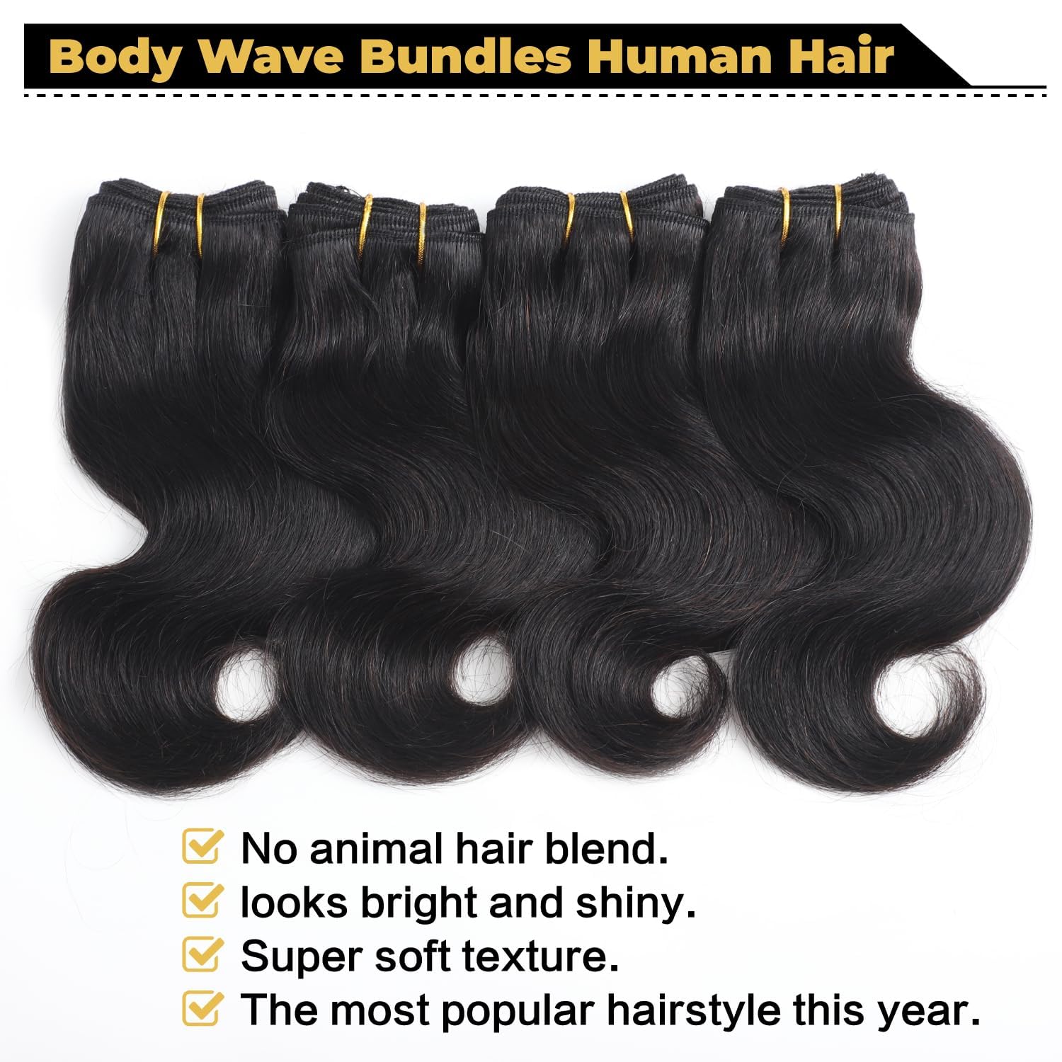 4Bundles Brazilian Body Wave Virgin Hair Extension Human Hair Bundles 8"Short Virgin Brazilian Hair Weaves 50G/Pcs Human Hair Extensions Natural color (8''x4 BODY, Natural)