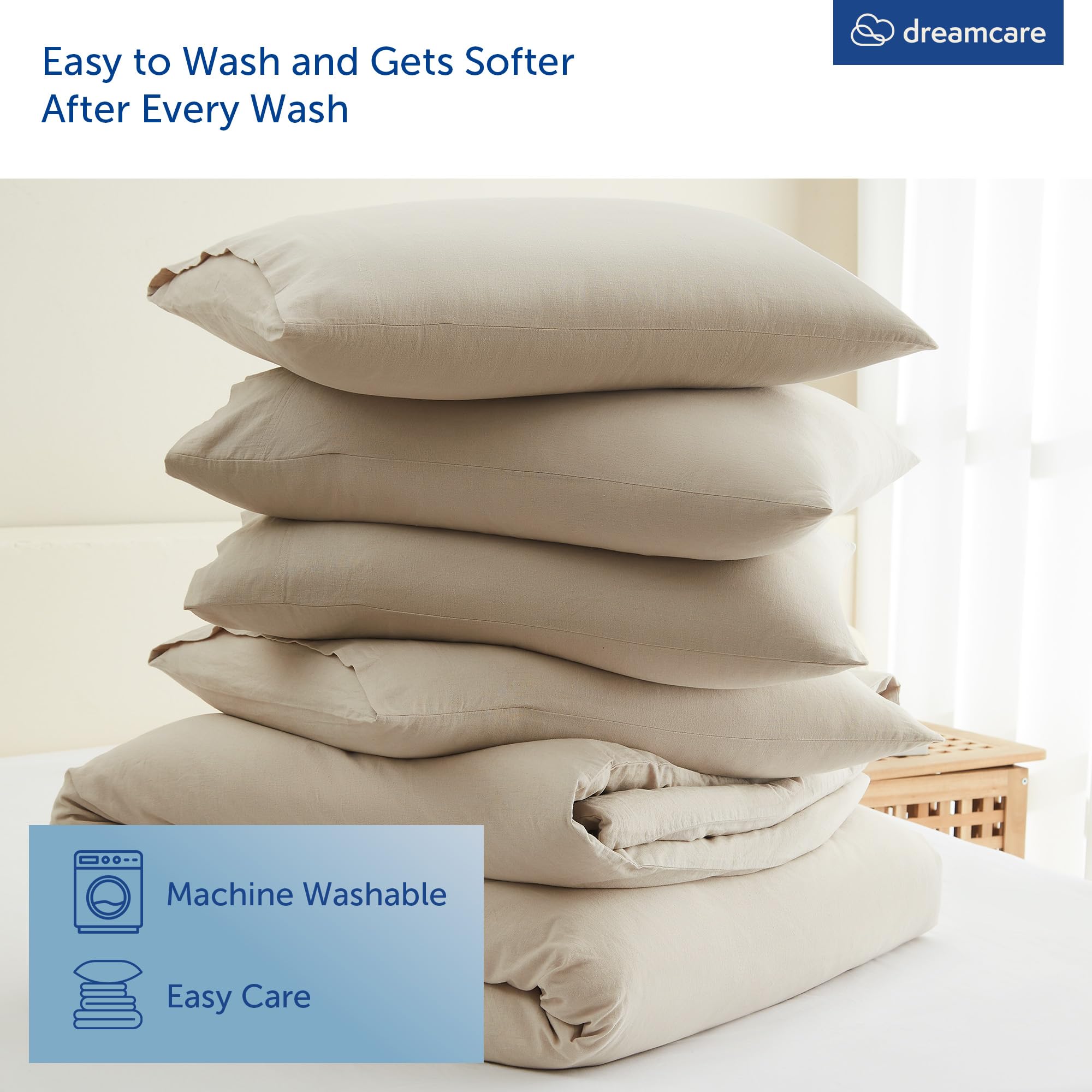 DREAMCARE Linen Duvet Cover Linen Comforter, Linen Duvet, Linen Bedding Duvet Cover, Duvet Cover Linen, Linen Duvet Cover, Duvet Cover Linen, Linen Comforter (King, Natural)