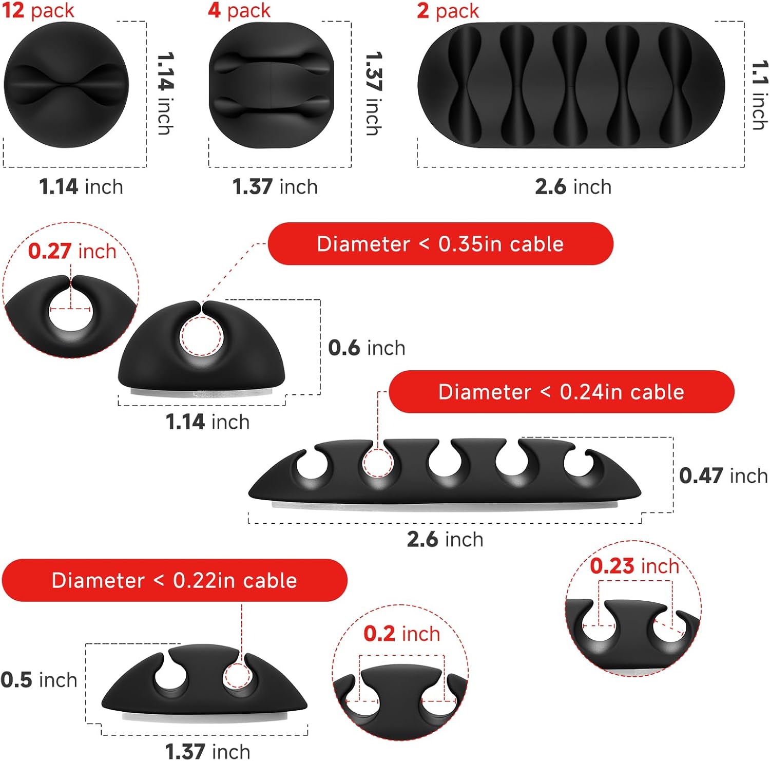 Cable Clips Cord Holder - Bla Adhesive Pe Cord Organizer