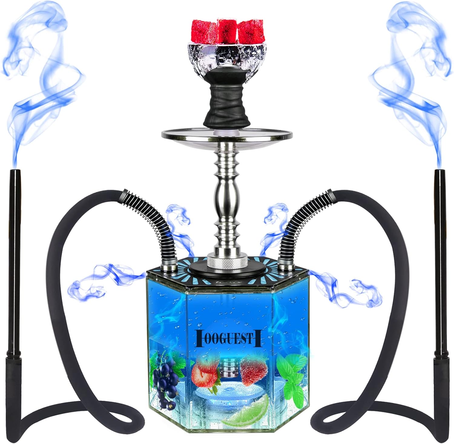 Hookah Set Hookahs 2 Hose With Everything Modern Hexagon