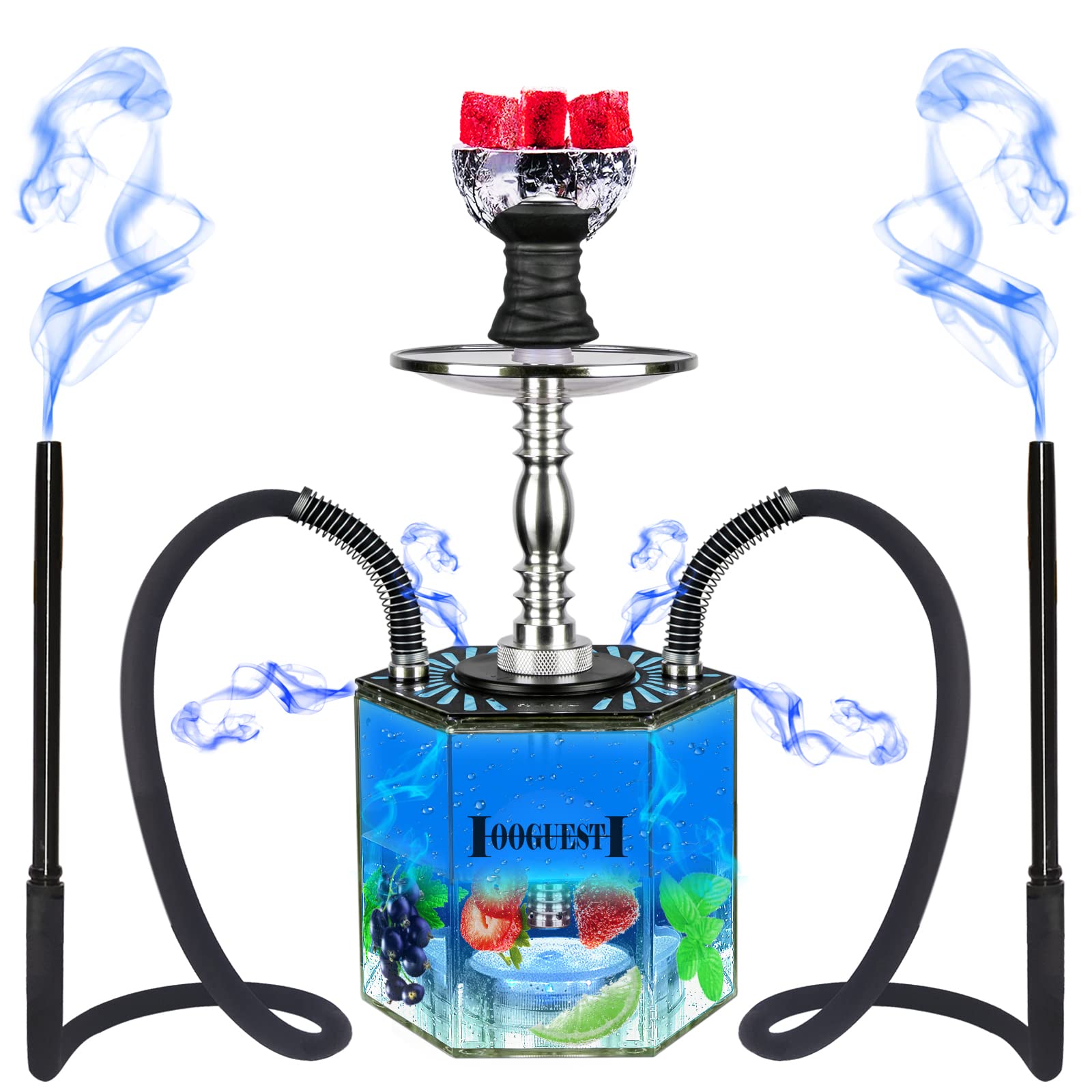 Hookah Set Hookahs 2 Hose With Everything Modern Hexagon Plus Acrylic Hookah Shisha 2023