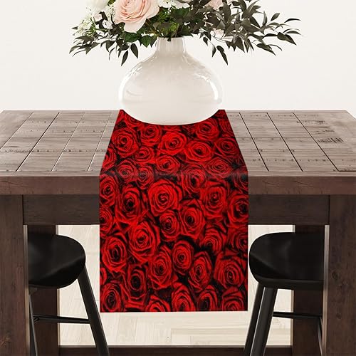 Miniatura 8 de Camino de mesa con rosas de San Valentín, mantel de lino rústico para cocina de granja, cena, eventos, fiesta, decoración de mesa de vacaciones, 13