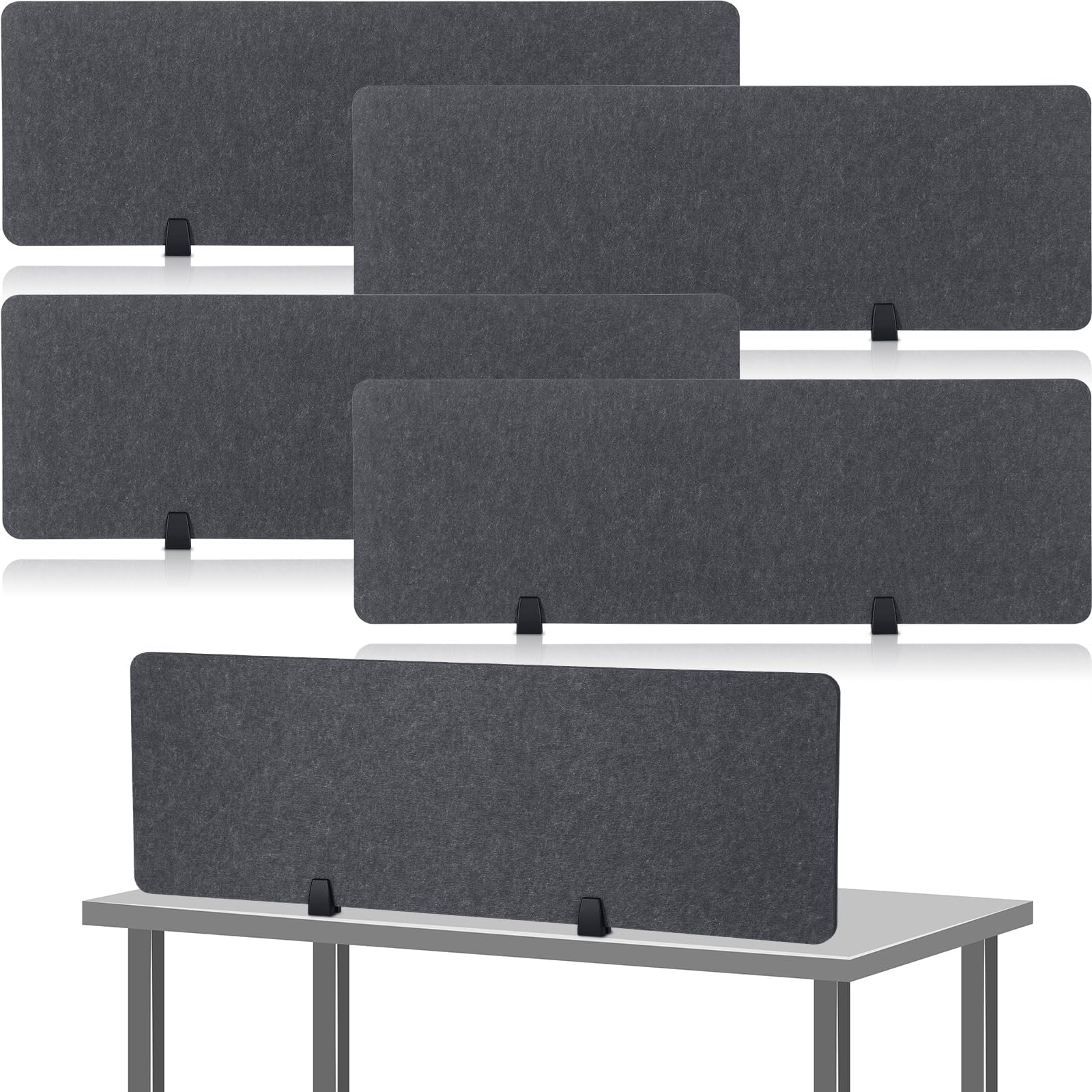 Yaomiao 4 Pack Acoustic Desk Divider Soundproof Desk Privacy Panel Freestanding Partitions Sound Absorbing Divider for Office Reduce Noise and Visual Distractions 47.3" x 16"(Dark Gray)