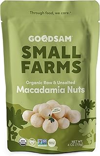 GoodSAM Organic Raw Unsalted Macadamia Nuts – Unsalted, Whole Nuts – Buttery Creamy Flavor – Sustainably Grown on Regenerative Family Farms – High Fat Low Carb Keto Friendly Snacks - 4oz Pouch