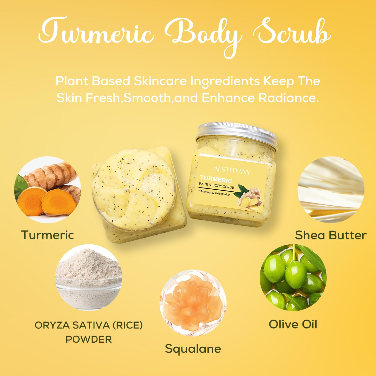 O'KADY Turmeric Body Scrub,Body Exfoliator Scrub,Lighten Hyperpigmentation,Remove Skin Keratin and Oil,May Help Improve Skin Roughness,Body Skin Care 350ML - Image 3