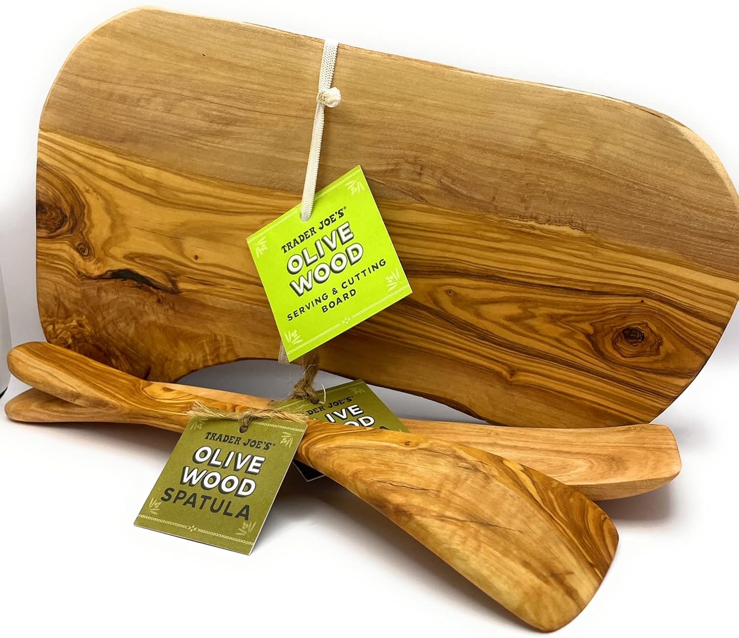 Trader Joe's HandCrafted Set Included 1 Olive Wood Serving & Cutting Board and 2