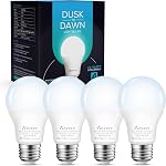 Motion Sensor Light Bulbs Dusk to Dawn 13W Equivalent 100W 1100lm Movement Activated Security LED Light Bulb 2700K Warm White, Auto On Off for Porch Garage Basement Hallway Closet, 4 Pack
