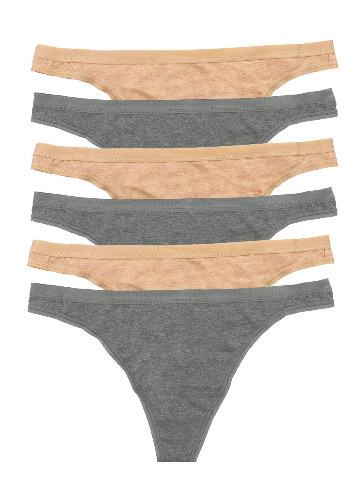 Felina Women's Organic Cotton Thong Underwear, 6-Pack