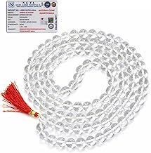 REBUY Clear Quartz Sphatik Jaap Mala For Pooja and Astrology Certified (108+1 Beads) (Bead Size : 6 mm)For Unisex Adult