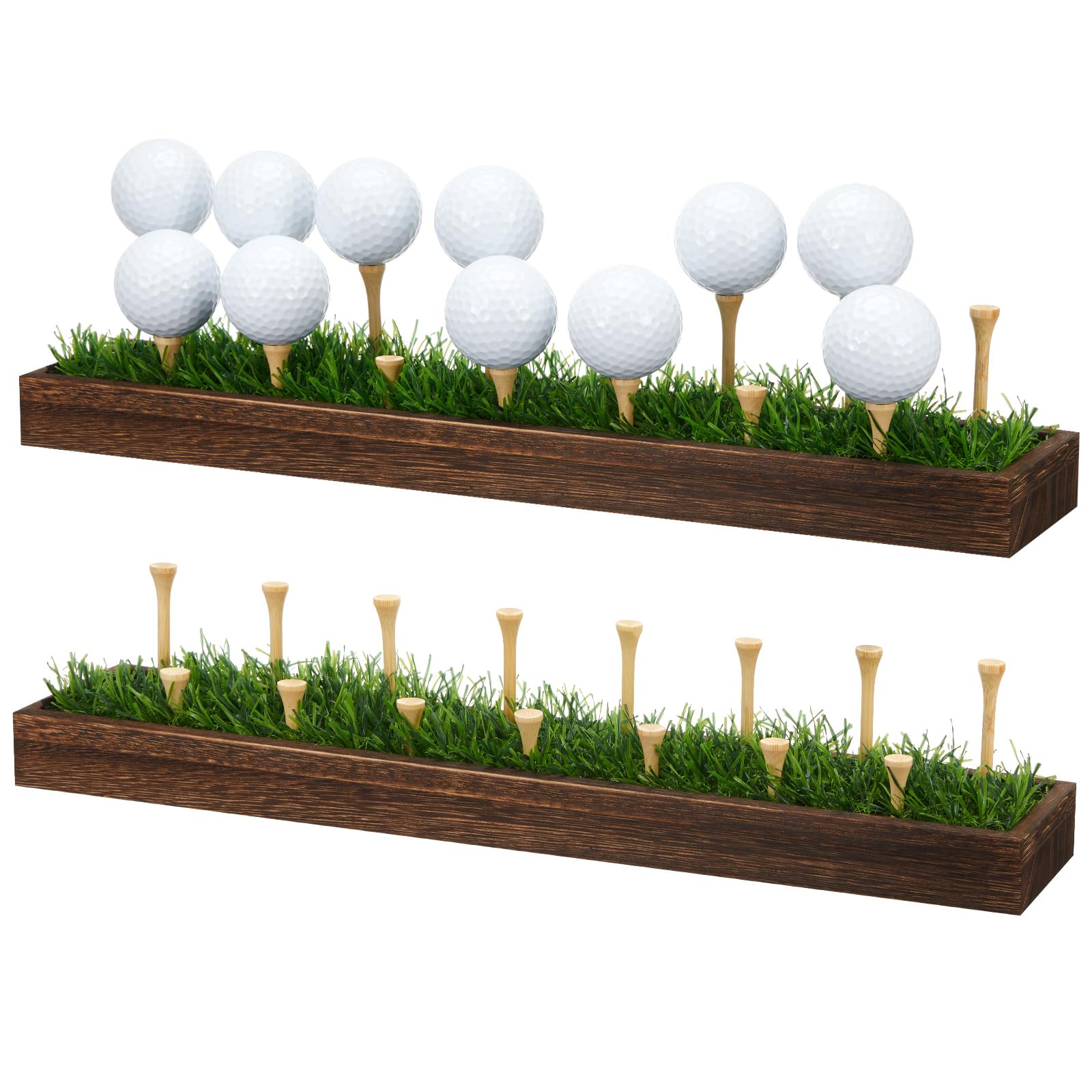 Simgoing 1 Piece Golf Ball Display Rack Floating Shelf Solid Wood Shelf Rack Wall Mounted Golf Ball Holder up to 15