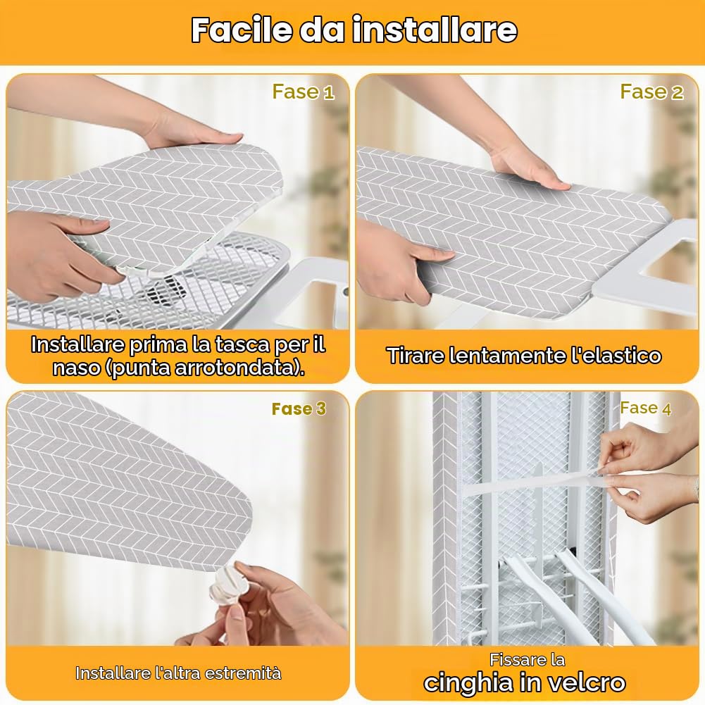 Copriasse da Stiro Universale, Pratico e Morbido Copriasse da Stiro Grigio 110 x 35 cm, Homes Ricambio Copri ASSE da Stiro, con Fermacorda, Copertura Copriasse da Stiro 100% Cotone, Frecce