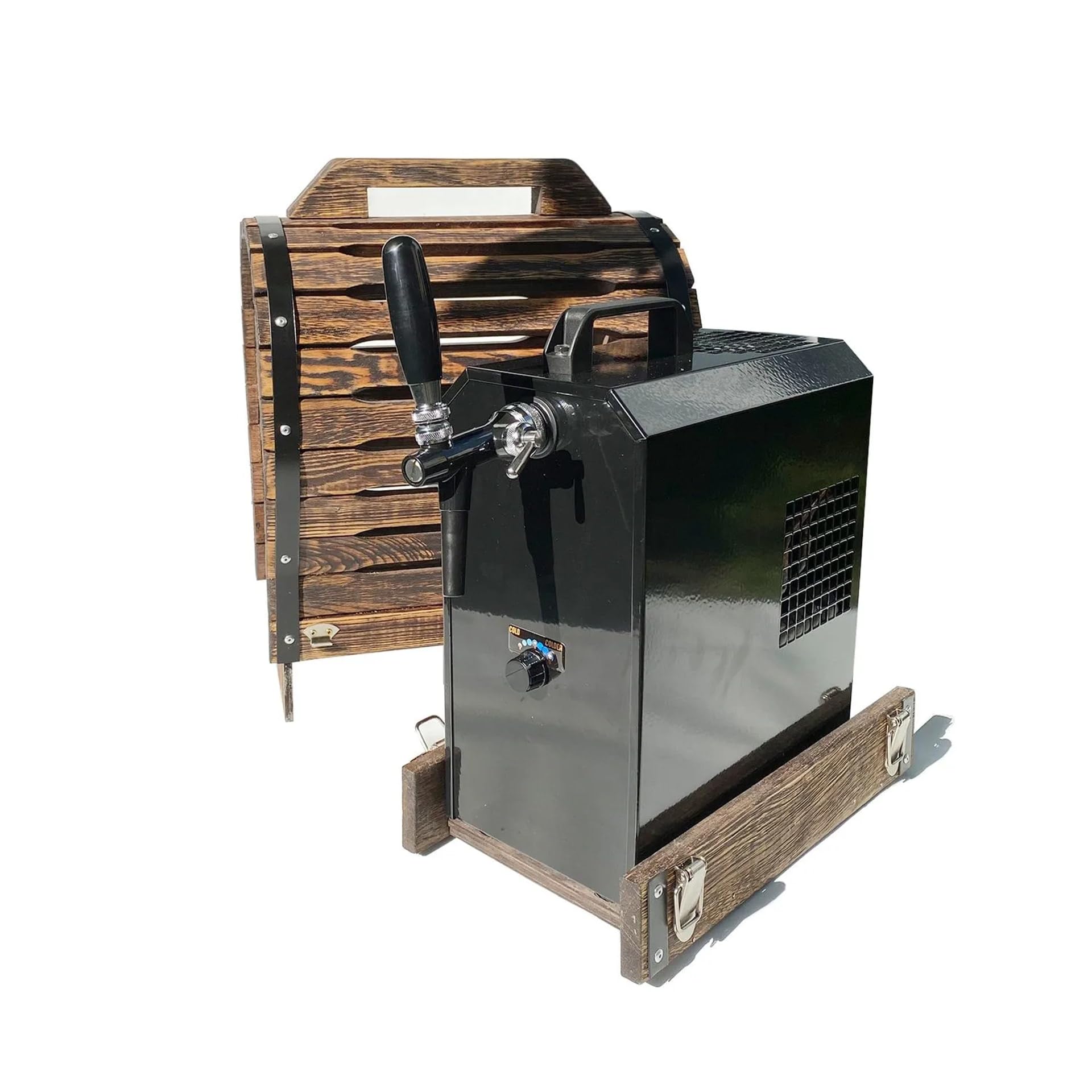 Barril de Madera Rústico para Sistema de Dispensación de Cerveza Jet 30, Cubierta Protectora 380x580x580mm, Fácil Instalación y Estilo Auténtico para Fiestas y Eventos
