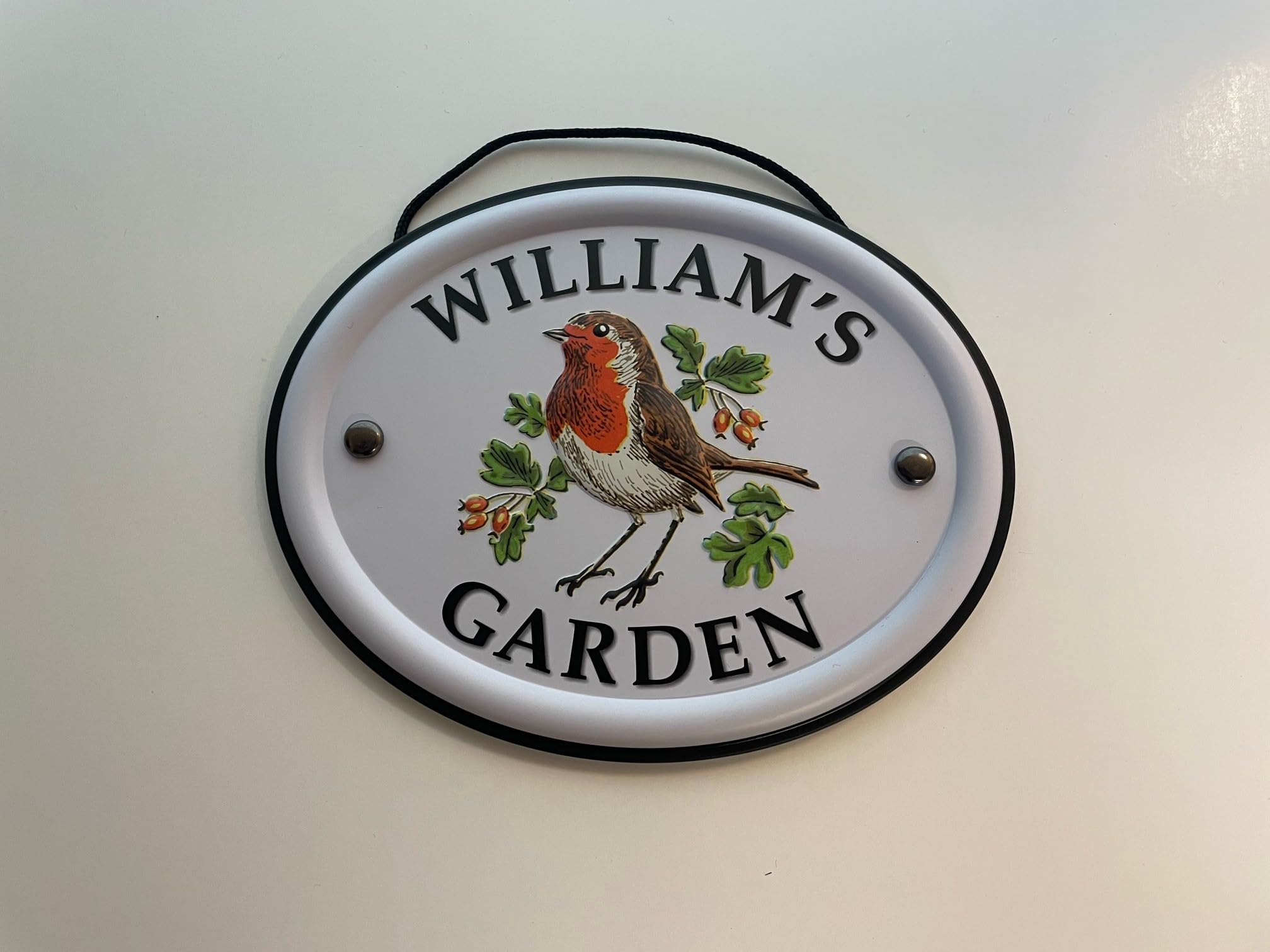 Personalised Embossed Metal Garden Sign 12x15cm – British Bird Design – Outdoor Decorative Hanging Garden Plaque – Weatherproof Metal Sign for Garden Walls Fences or Sheds (William)