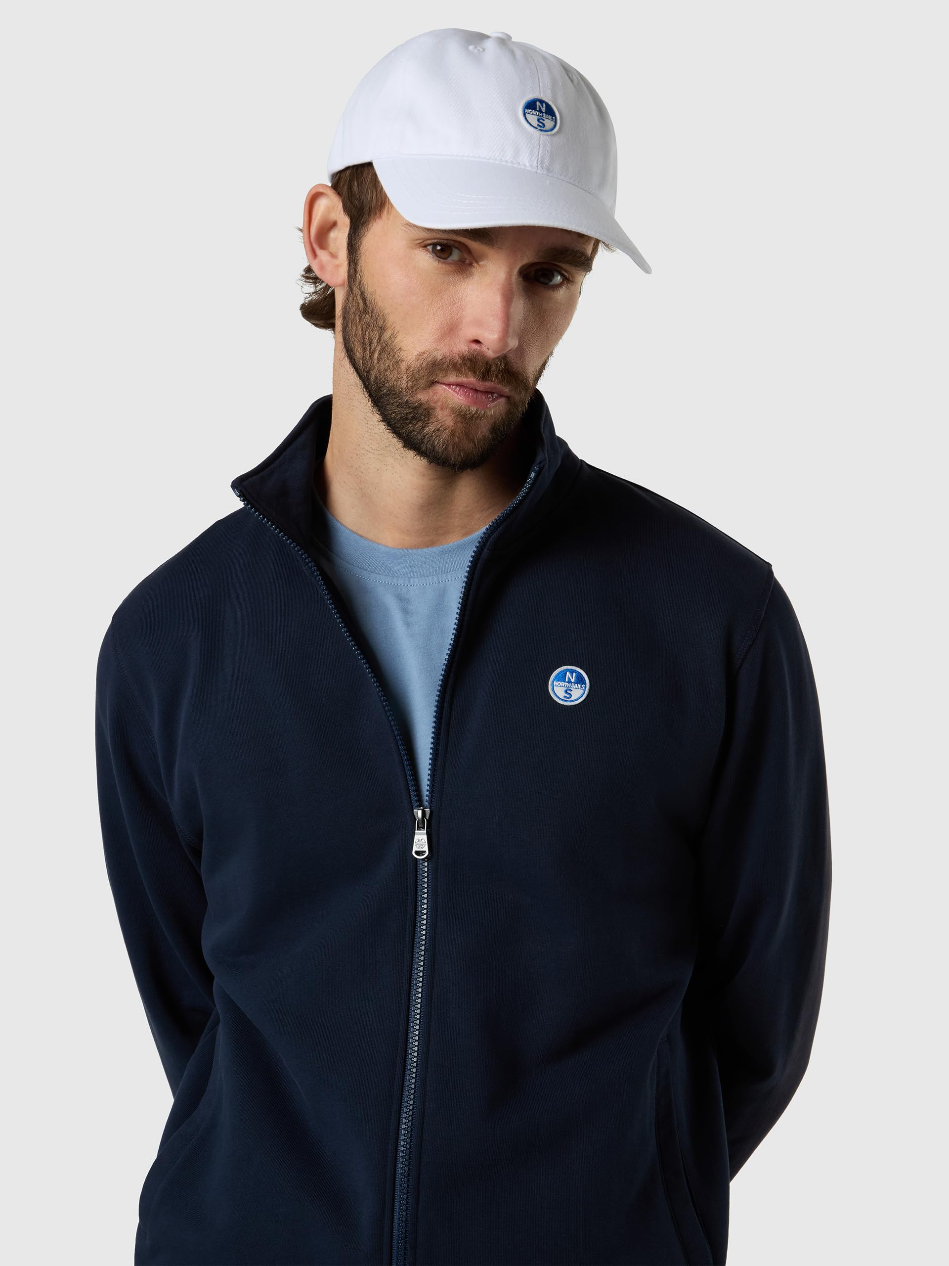 NORTH SAILS Felpa Uomo in Cotone Organico con Collo Alto e Zip