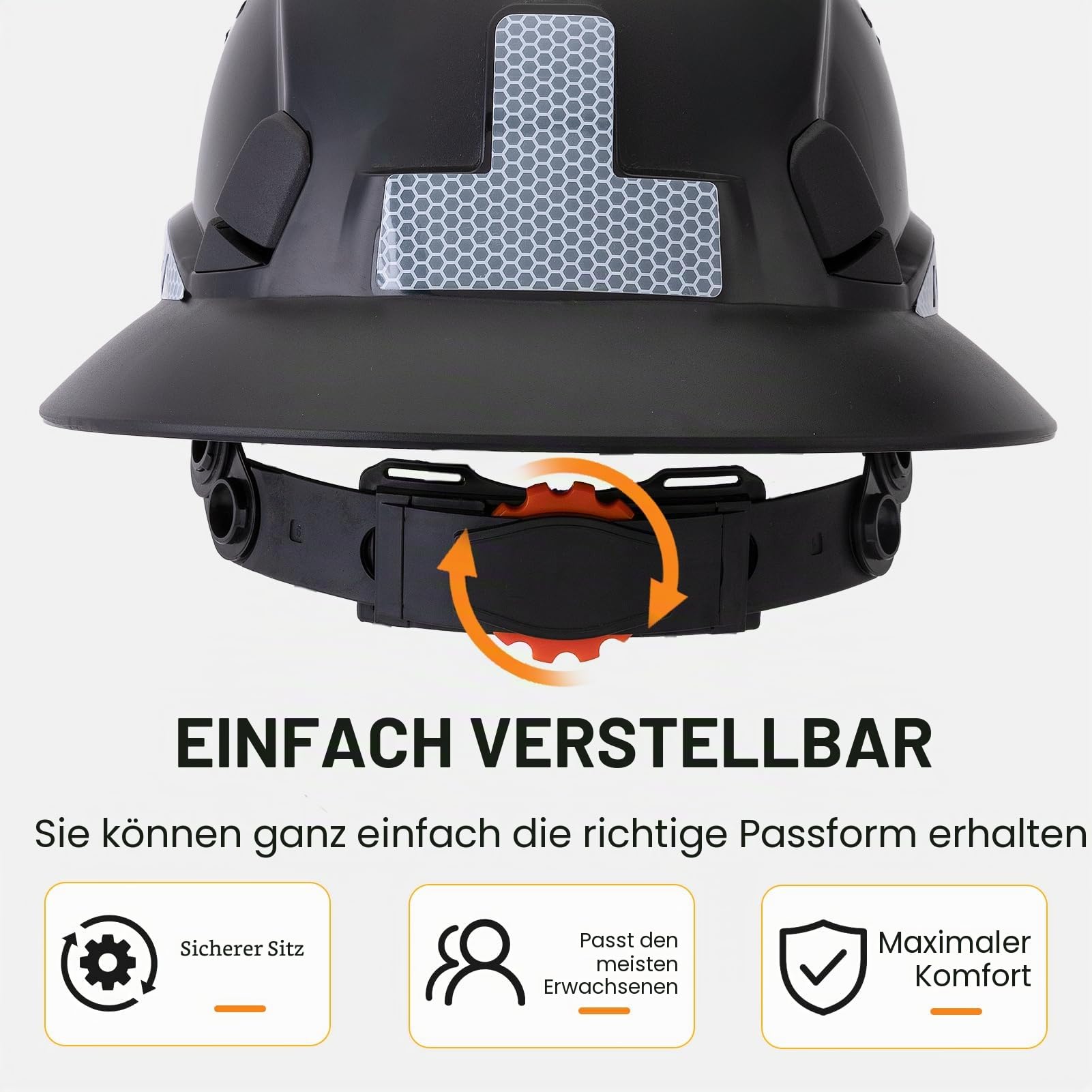 Cascos De Construccion Schutzhelm mit voller Krempe, belüftete Schutzhüte | Construction OSHA genehmigter, verstellbarer cooler Arbeitshelm für Damen und Herren
