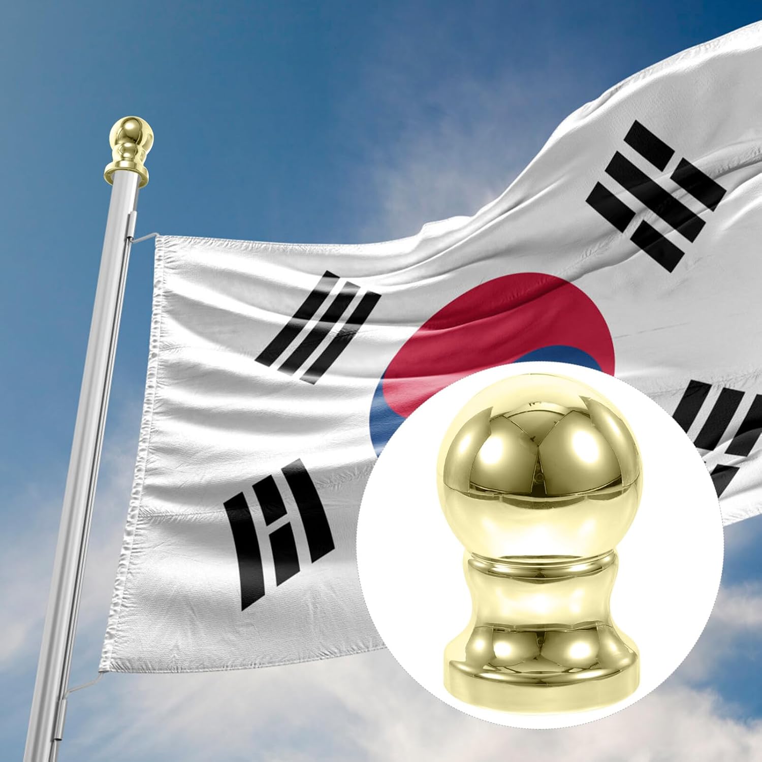 Hemoton Flag Pole Ball Head Topper 2.75 Inch Outdoor Flagpole Finial Replacement for Patio Lawn Garden Flagpole Hardware Accessories