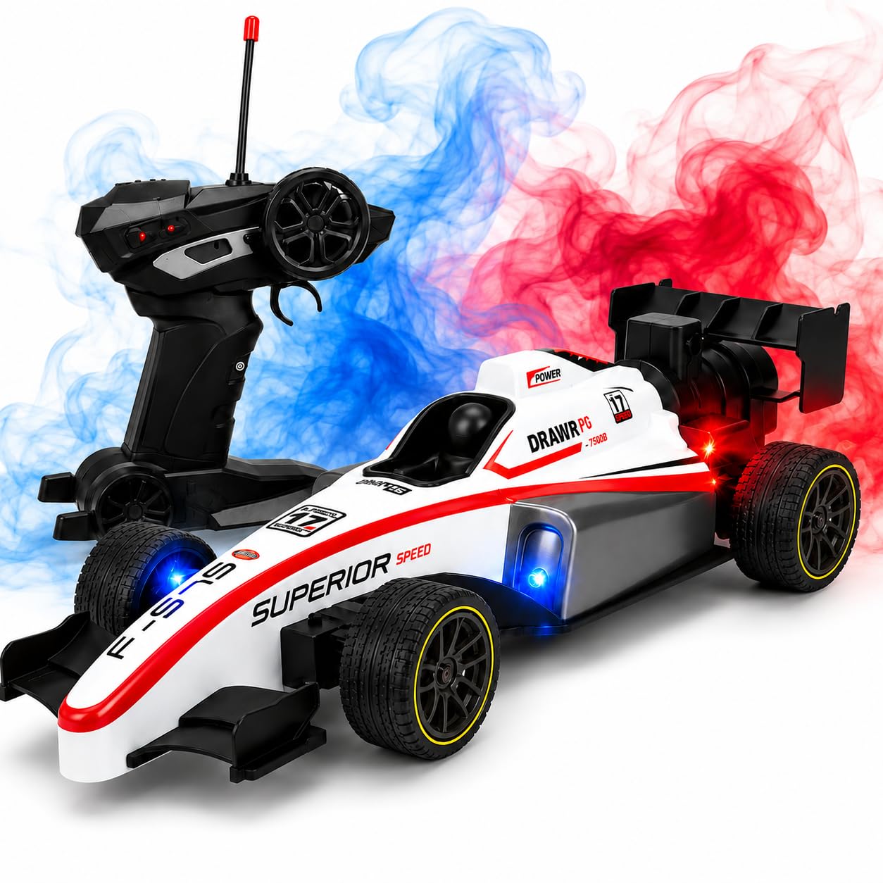 Goyal's Formula F1 Speed Remote Control RC Car with Smoke Spray Scale 1:14 Big with Realistic Sound, Light & Spray Flame - Rechargeable with Easy C-Type Cable (Multicolor)-image-33