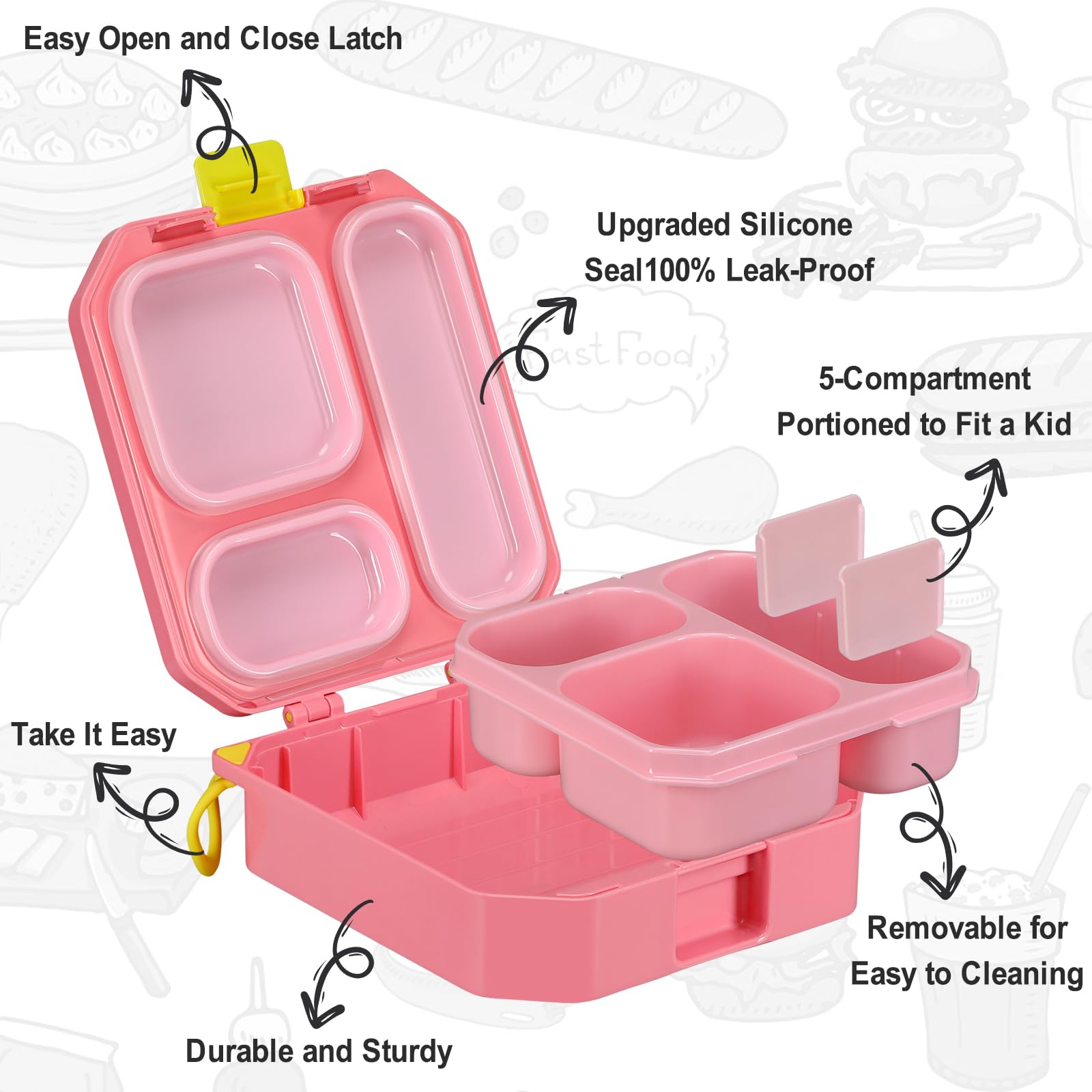 Boîte à Déjeuner Enfant Isotherme - 4 Compartiments + Récipient Soupe 300 Ml - Anti-fuite, Sans BPA - École Et Pique-nique